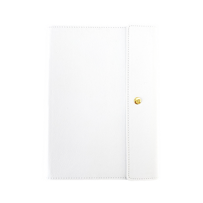 Anteckningsbok i skinn, vit skrivbok, dagbok vit, återanvändbart bokomslag Ephemere Rome