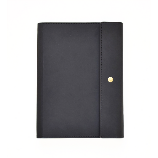 Anteckningsbok i skinn, svart skrivbok, dagbok svart, återanvändbart bokomslag Ephemere Rome